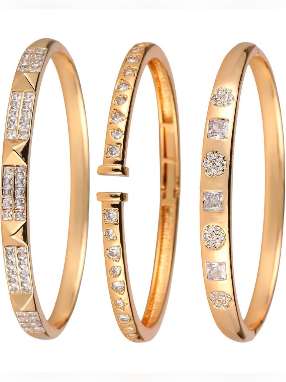 Anthropologie Gold Crystal-Accented Stackable Bangle Set